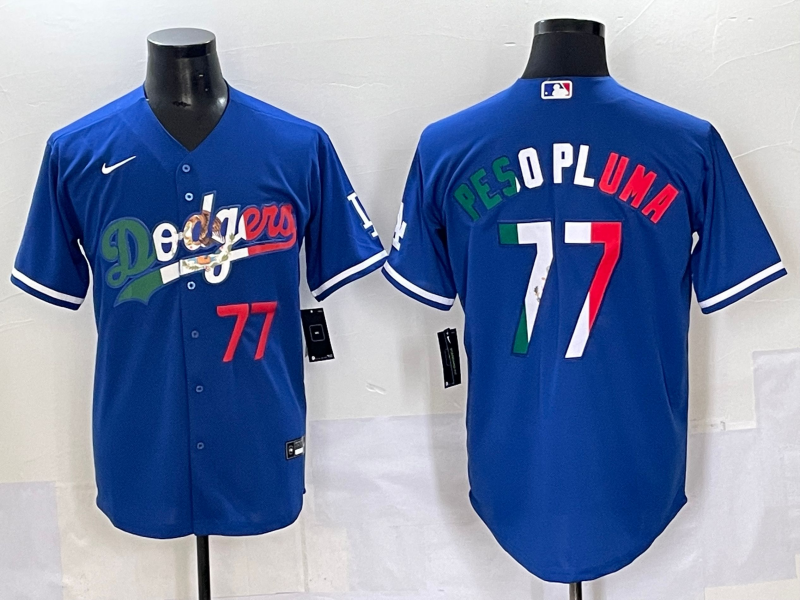 Men 2025 Los Angeles Dodgers #77 Pesopluma Blue Nike MLB Jersey style 011
